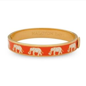 Halcyon Days Elephant motif gold and orange hinged bangle